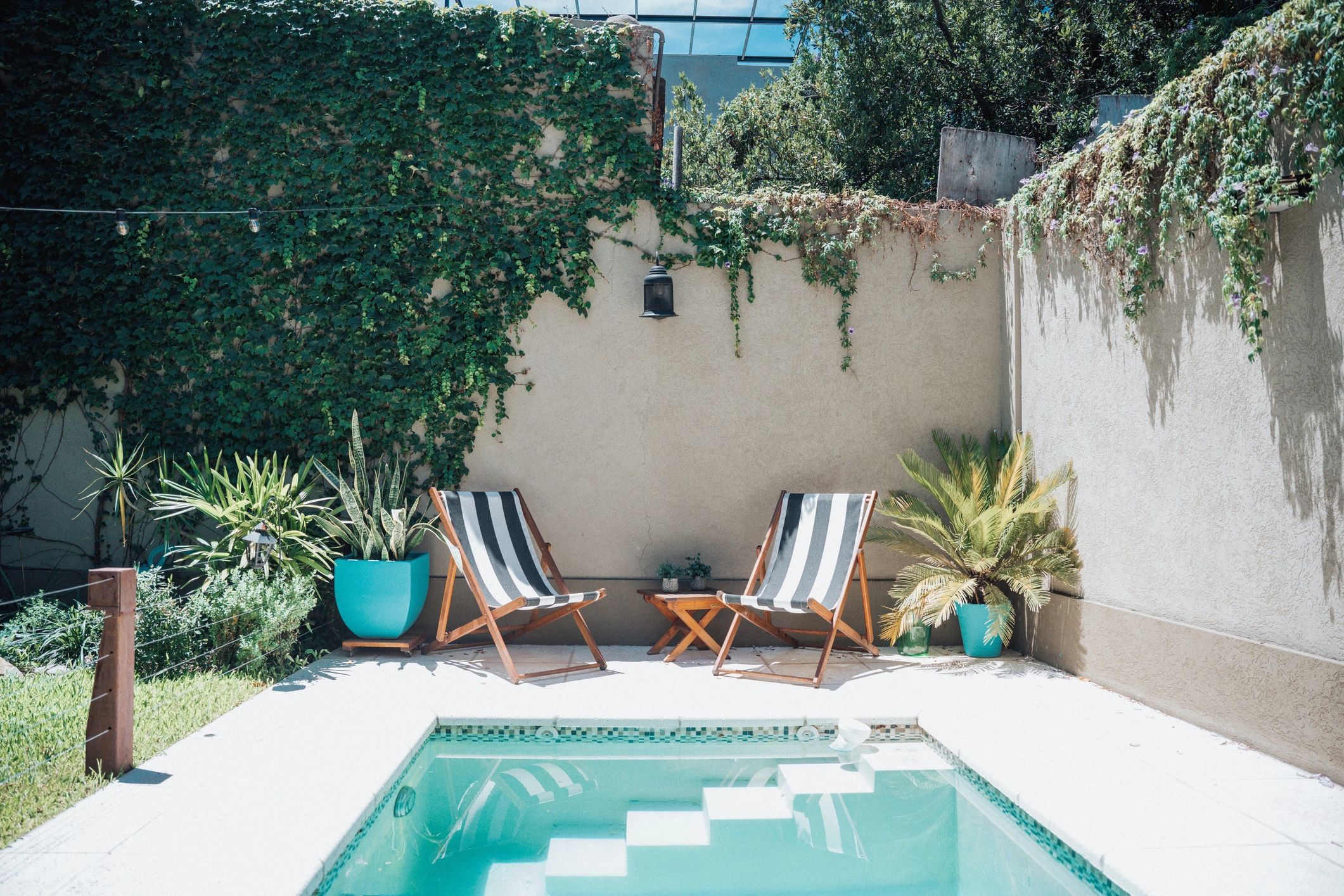 Outdoor lounge chairs representing custom outdoor cushions