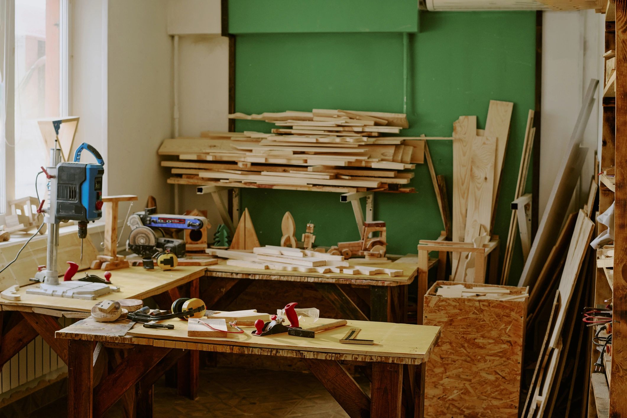 Workshop setting representing custom furniture upholstery